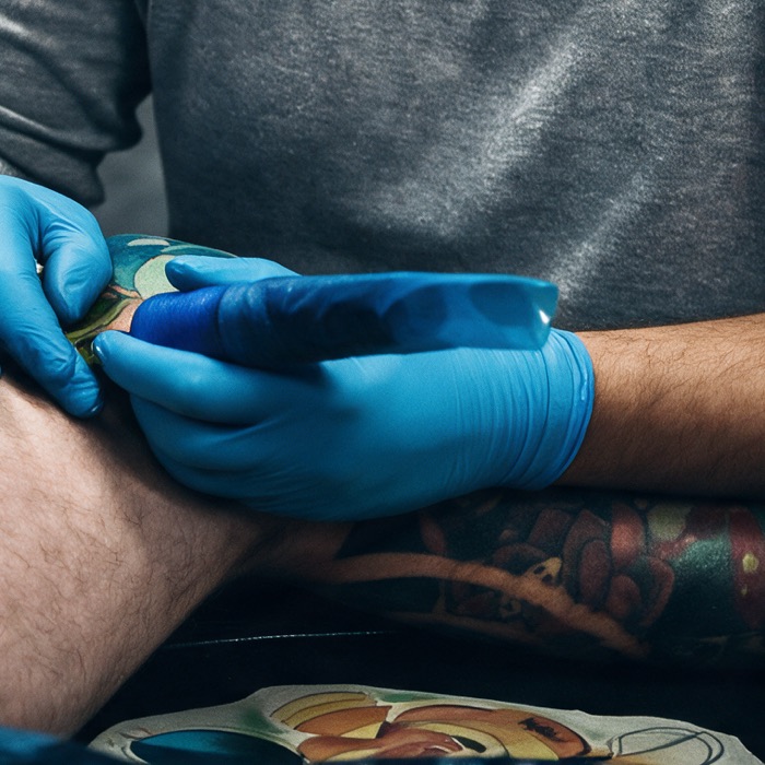 Tattooing in progress